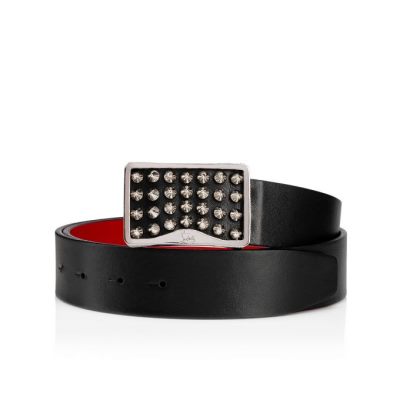 Cinturones Louis Christian Louboutin Hombre - Negros/Plateados - 1210544P552